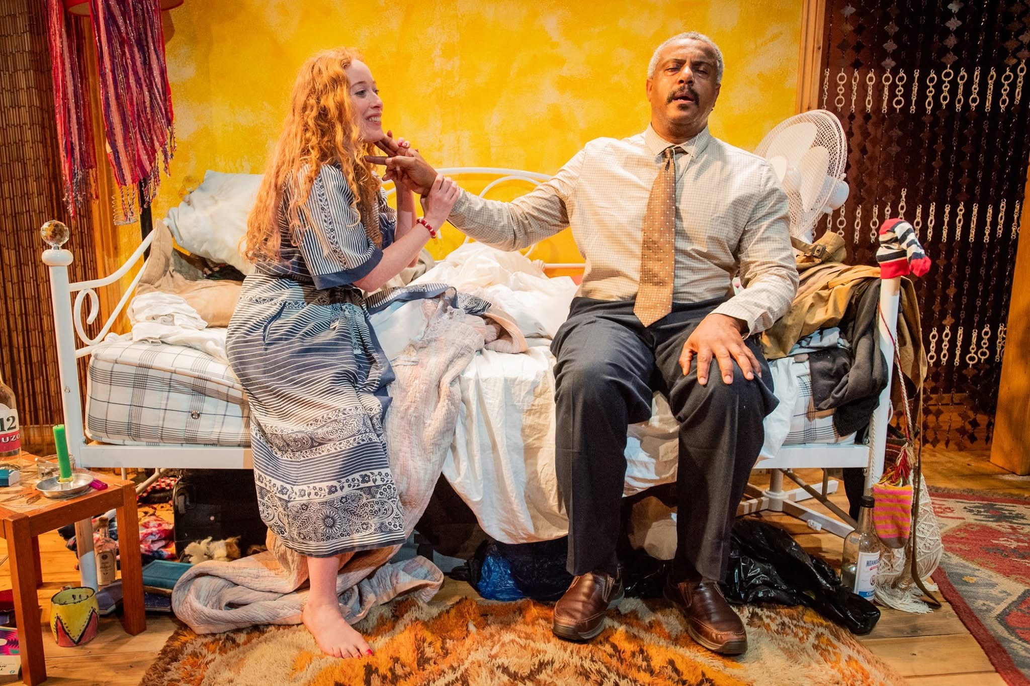 Victoria Yeates and Andrew Dennis in a bedroom scene from The Dog Walker